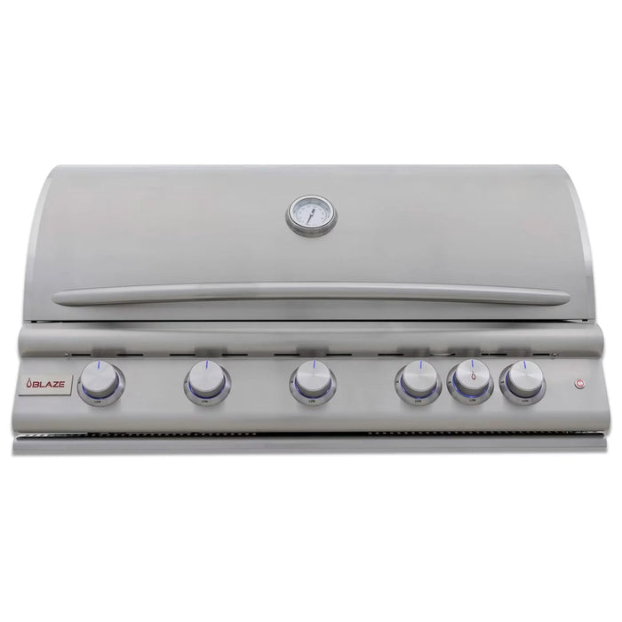 Blaze Premium LTE+ 40-Inch 5-Burner Built-In Natural Gas Grill W/ Rear Infrared Burner and Lift-Assist Hood