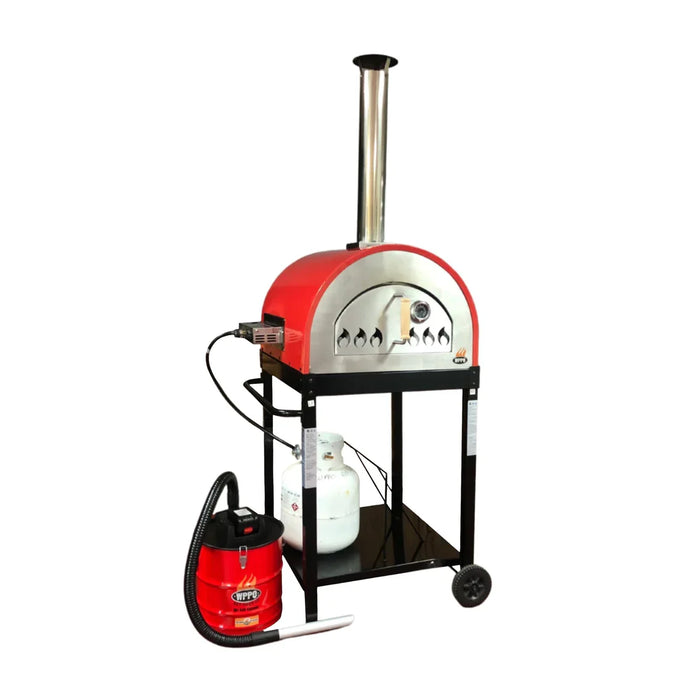 WPPO Traditional 25-Inch Wood/Gas Fired Pizza Oven with Stand in Red