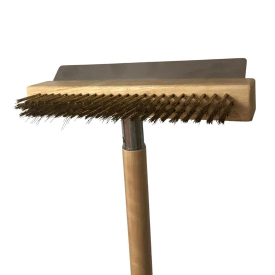 WPPO 36-Inch Pizza Oven Brush with Wooden Handle and Stainless Steel Scraper