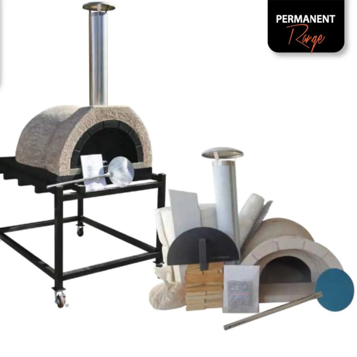 WPPO DIY 50-Inch D x 39-Inch W x 25-Inch H Tuscany Wood Fired Oven with Stainless Steel Flue & Black Door