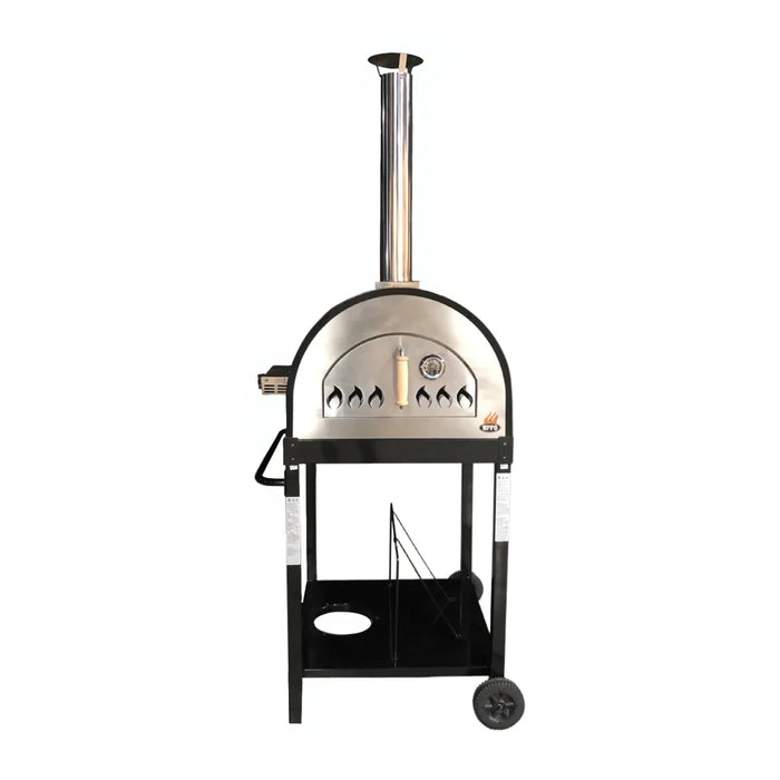 WPPO Traditional 25-Inch Wood/Gas Fired Pizza Oven with Stand in Black