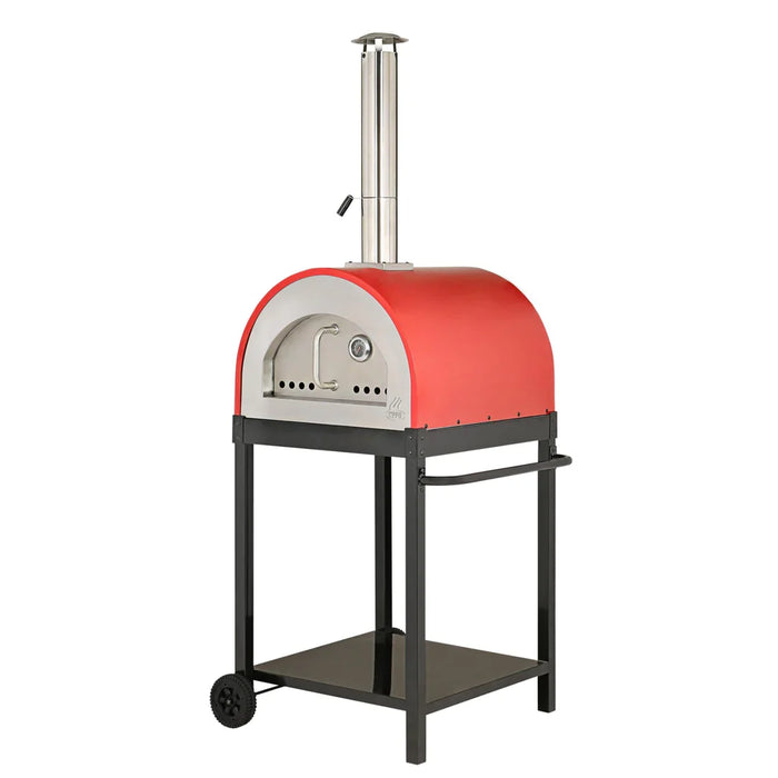 WPPO Traditional 25-Inch Wood Fired Pizza Oven with Stand in Red