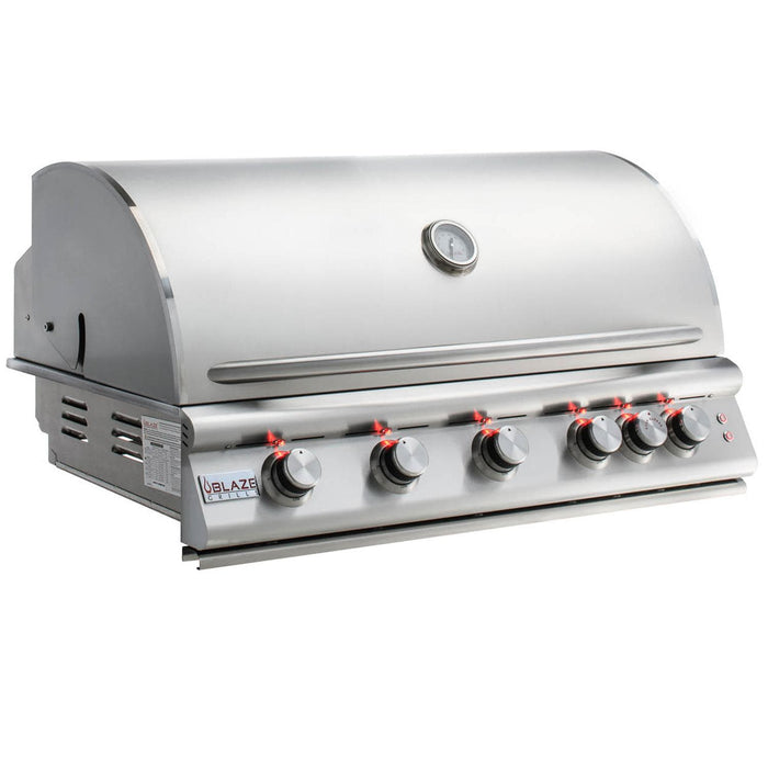 Blaze Premium LTE 40-Inch 5-Burner Built-In Liquid Propane Grill With Rear Infrared Burner & Grill Lights