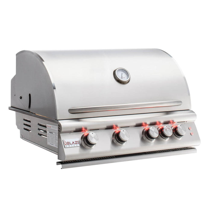 Blaze Premium LTE Marine Grade 32-Inch 4-Burner Built-In Liquid Propane Grill With Rear Infrared Burner & Grill Lights